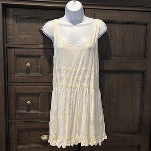 ZOE and ROSE Band Of Gypsies cream beige sleeveless shirt dress sz S flowy lacey